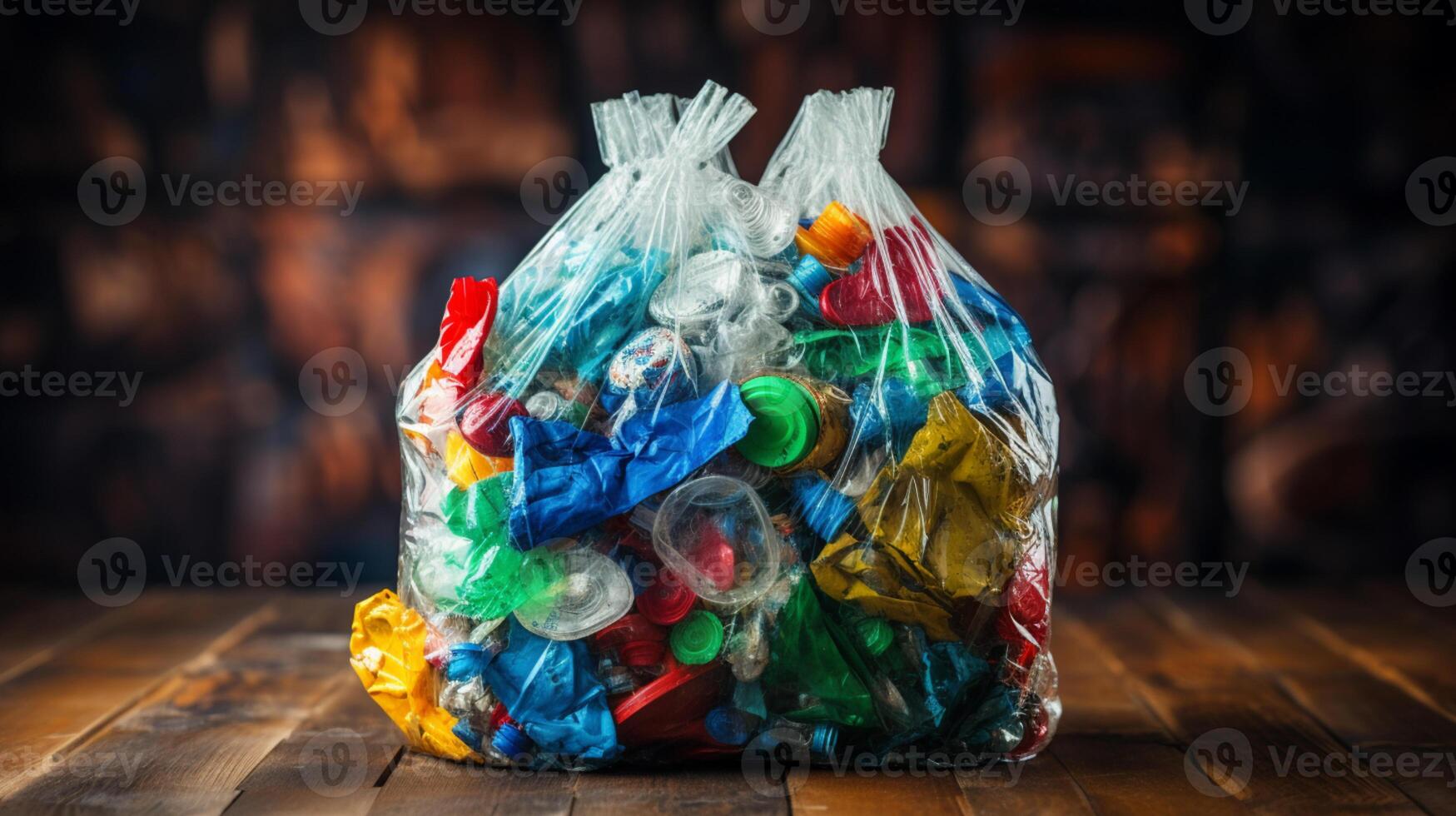 Plastic waste garbage used bottle, AI Generative photo