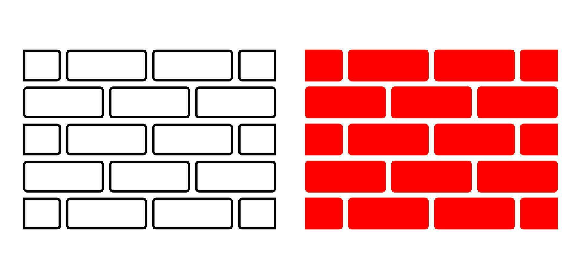 outline silhouette brick wall icon set vector