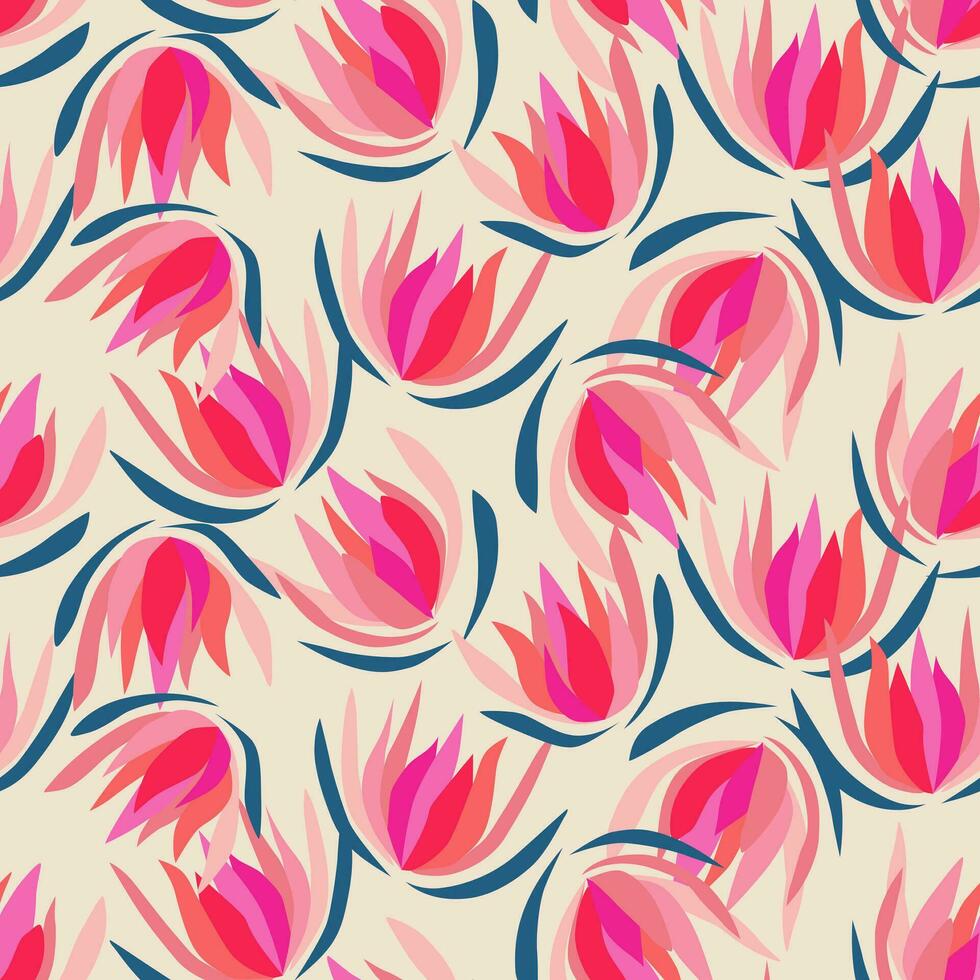 mano dibujado flores, sin costura patrones con floral para tela, textiles, ropa, envase papel, cubrir, bandera, interior decoración, resumen antecedentes. vector