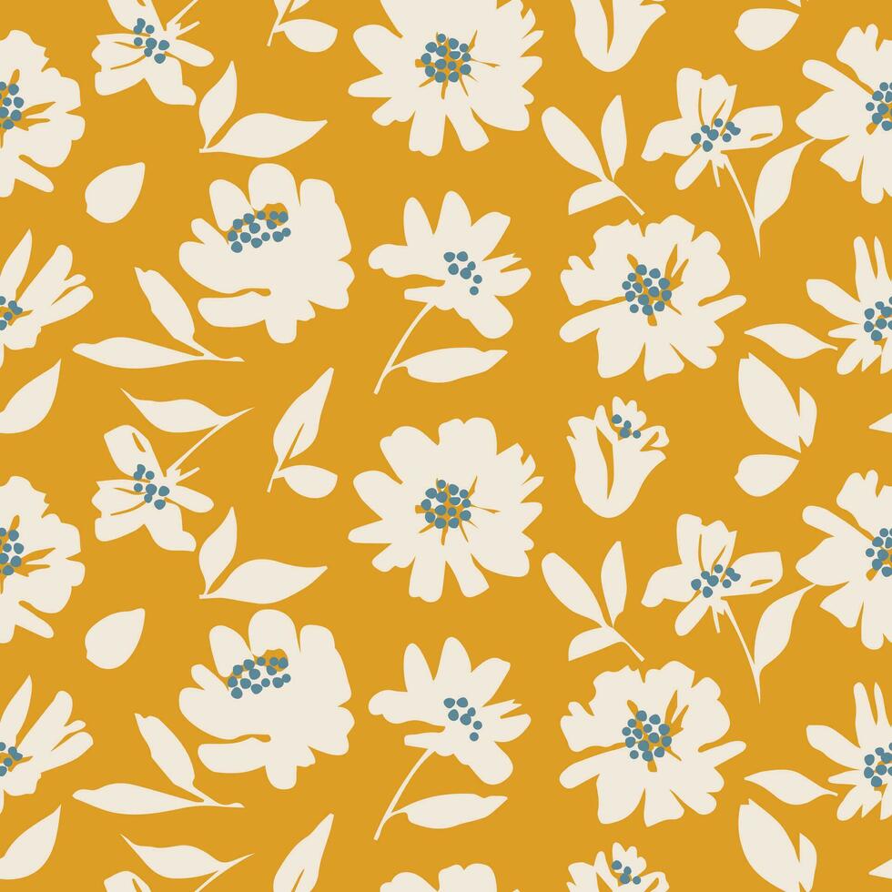 mano dibujado flores, sin costura patrones con floral para tela, textiles, ropa, envase papel, cubrir, bandera, interior decoración, resumen antecedentes. vector