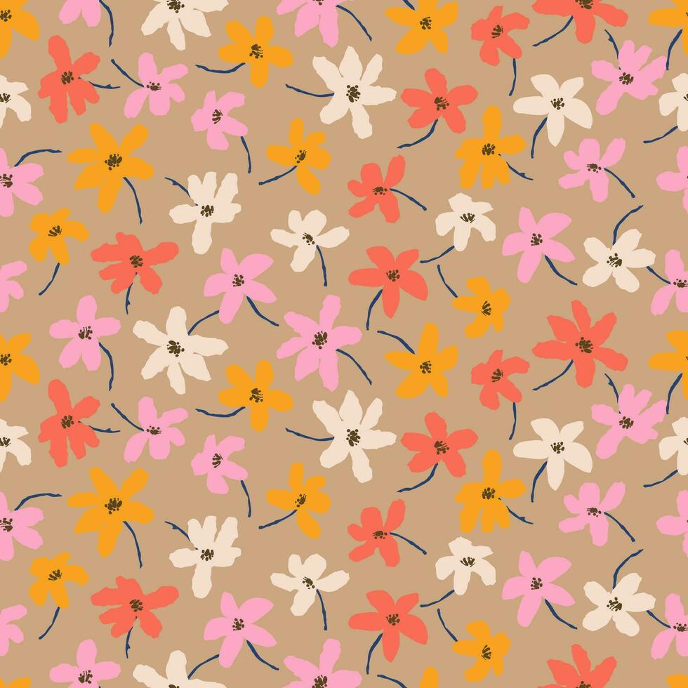 mano dibujado flores, sin costura patrones con floral para tela, textiles, ropa, envase papel, cubrir, bandera, interior decoración, resumen antecedentes. vector