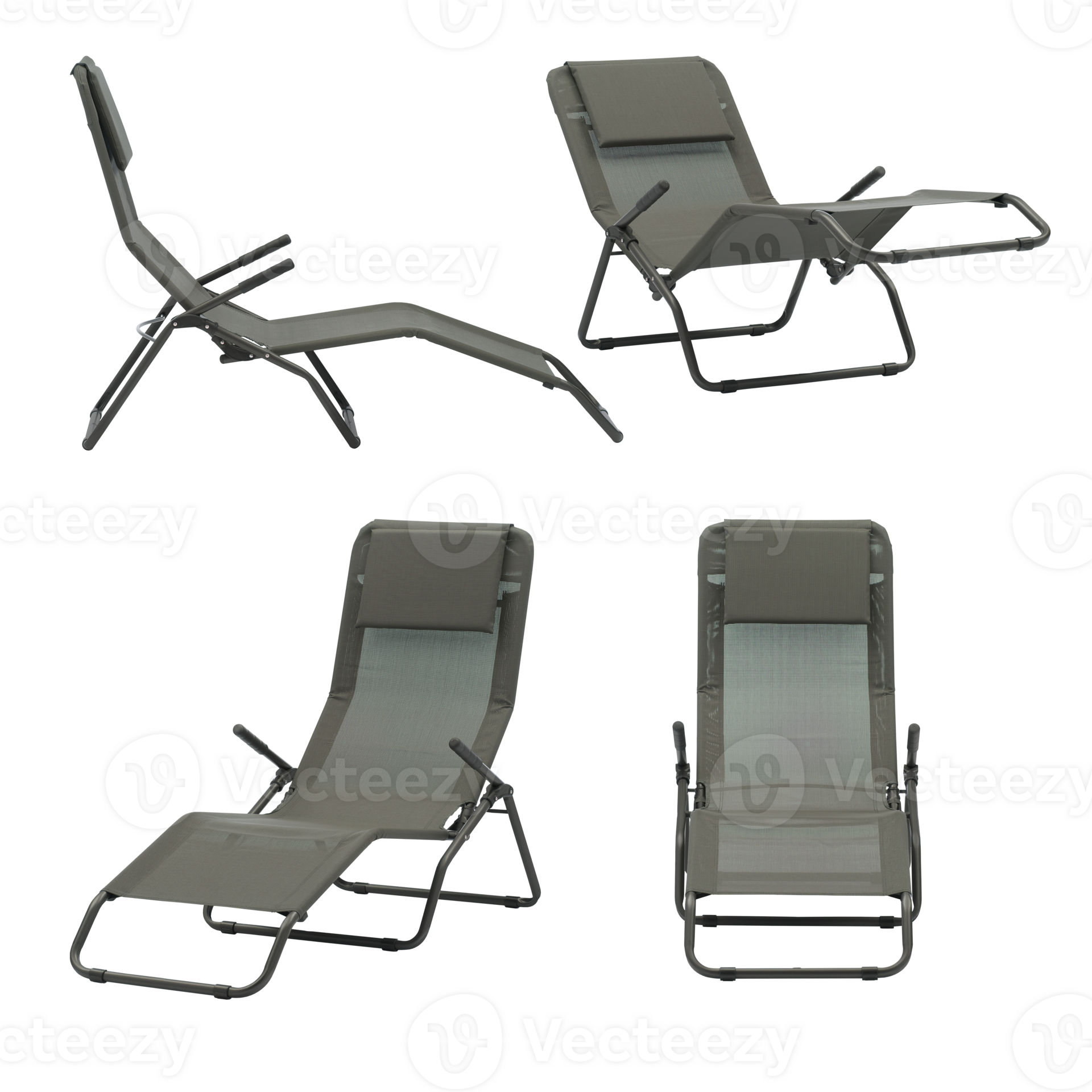 folding reclining chair cut out isolated transparent background