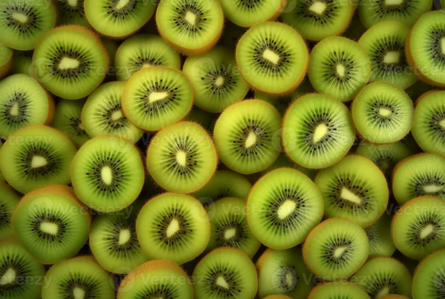 top view of neatly arranged kiwi fruit for background. generative ai photo