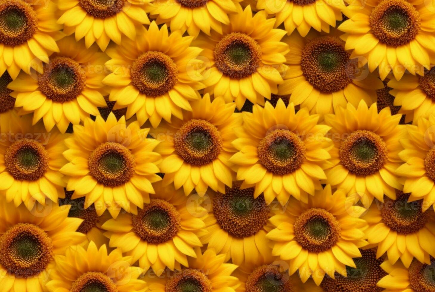 beautiful sunflower background neatly arranged. generative ai photo