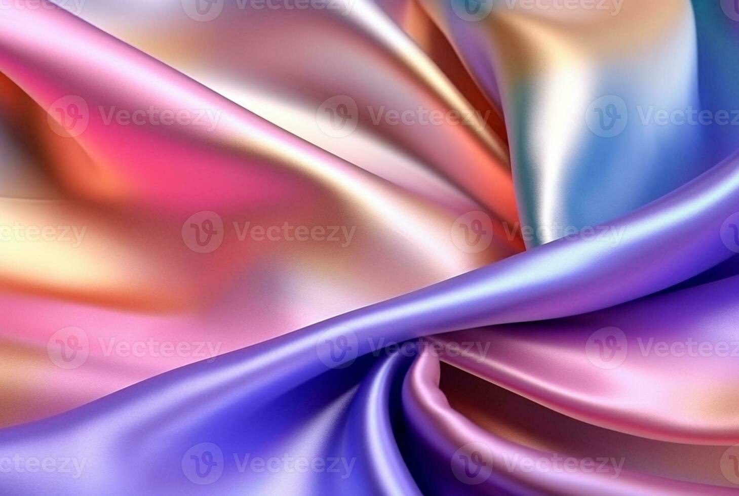 abstract background with 3d wave bright gold and purple gradient silk fabric. generative ai photo