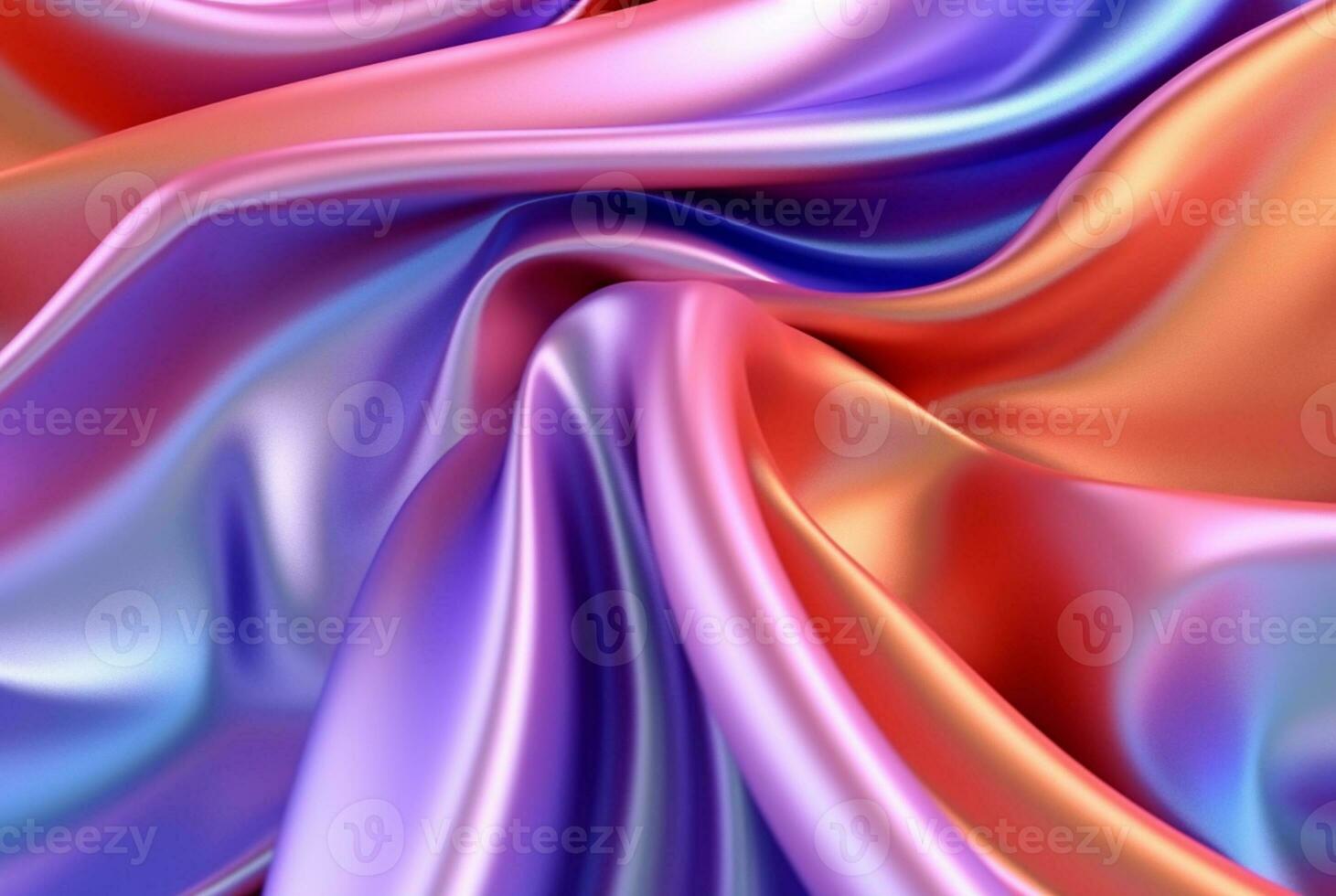 abstract background with 3d wave bright gold and purple gradient silk fabric. generative ai photo