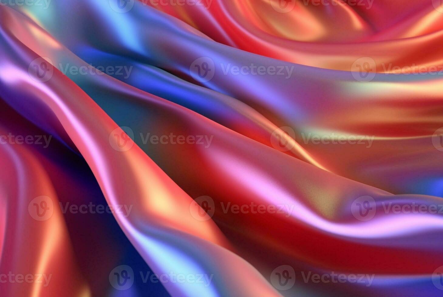 abstract background with 3d wave bright gold and purple gradient silk fabric. generative ai photo