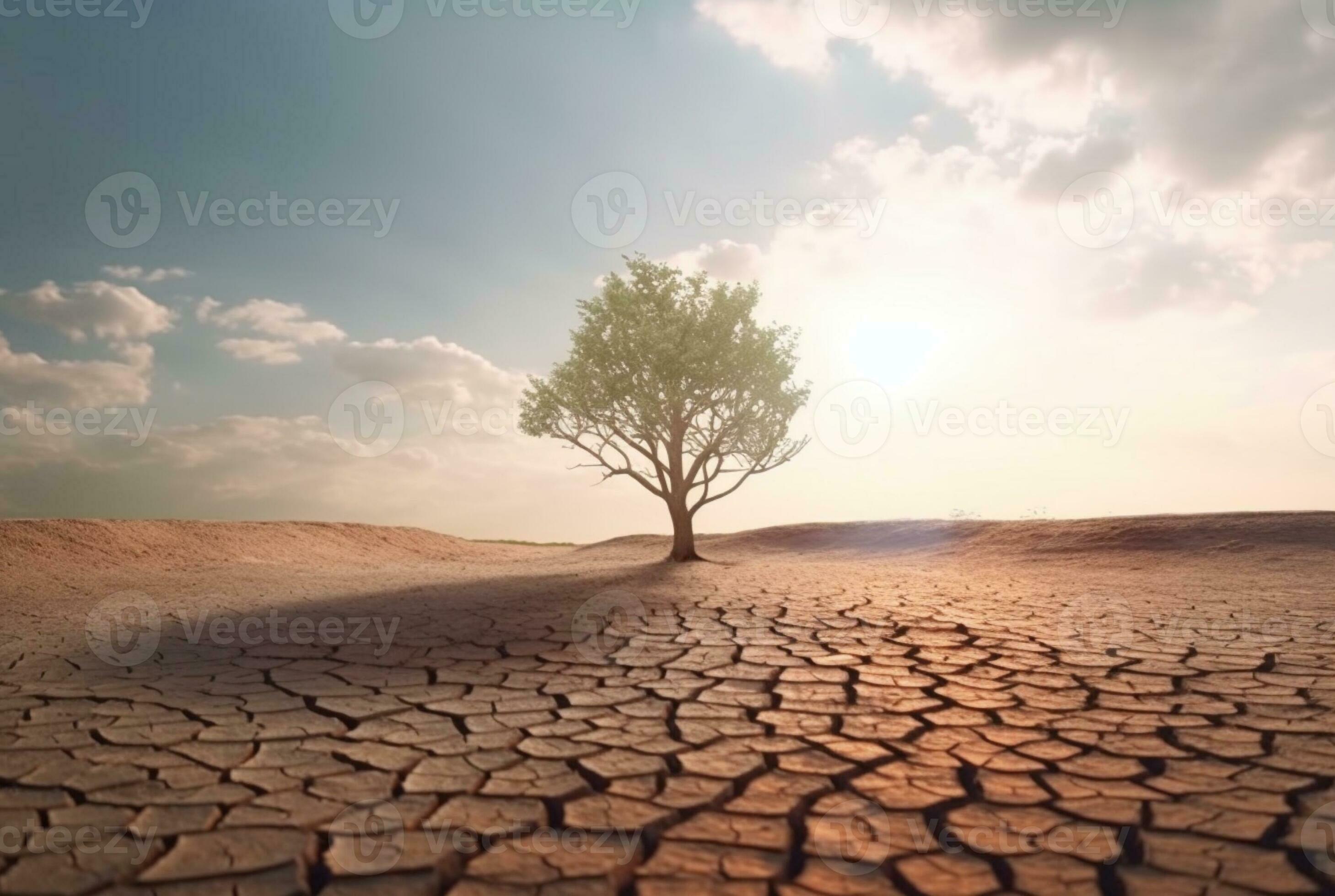 Climate Change Tree on Drought Ridden Land Generative AI 30452203 Climate Change Tree on Drought Ridden Land Generative AI 30452203