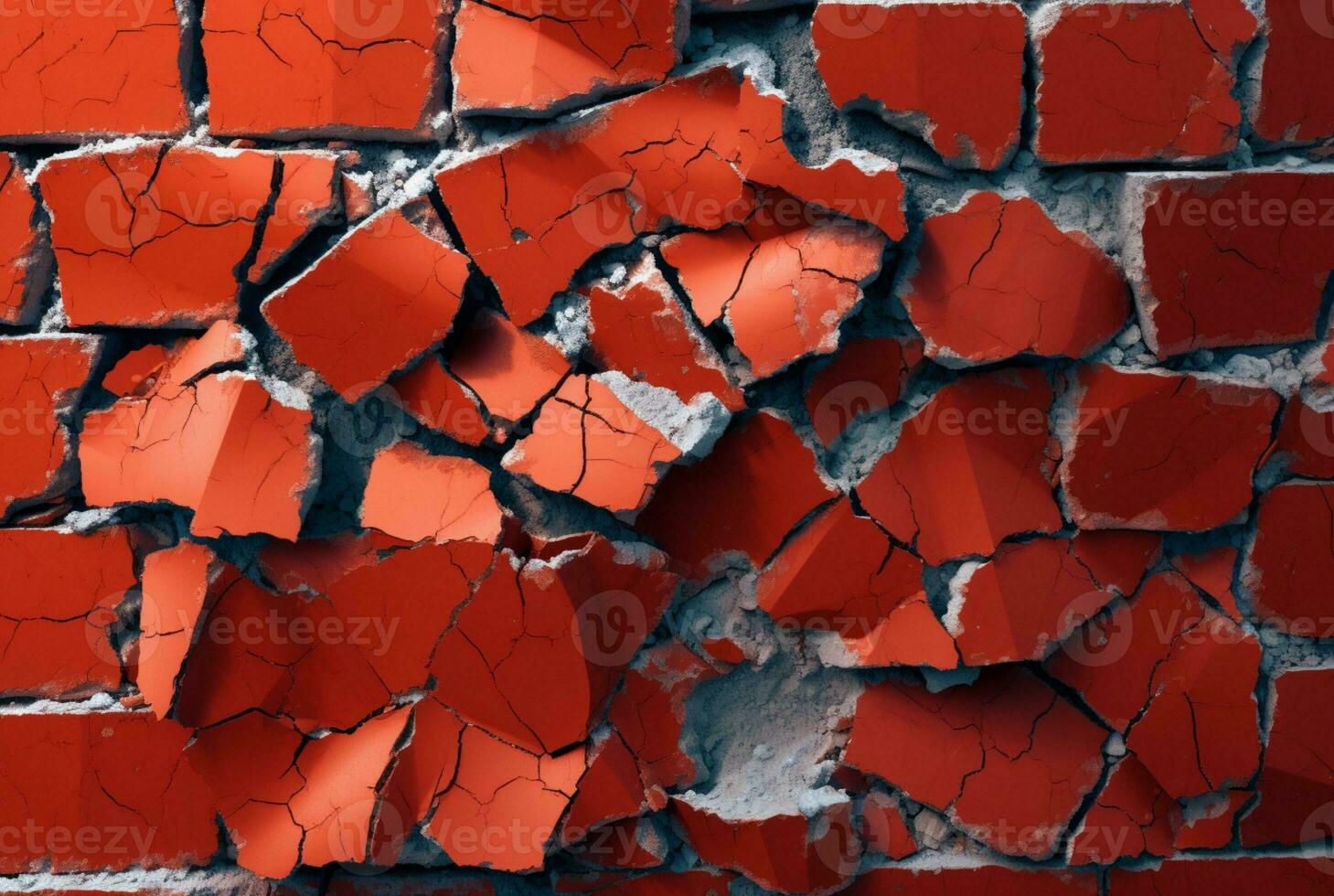 agrietado rojo ladrillo pared textura antecedentes. generativo ai foto