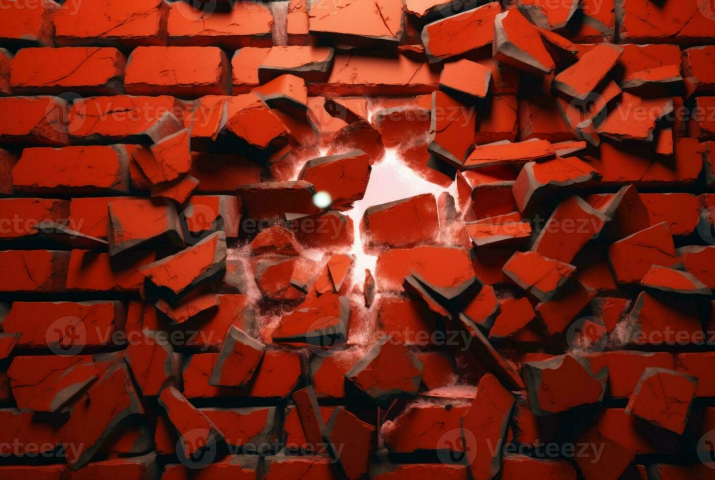 cracked red brick wall texture background. generative ai photo