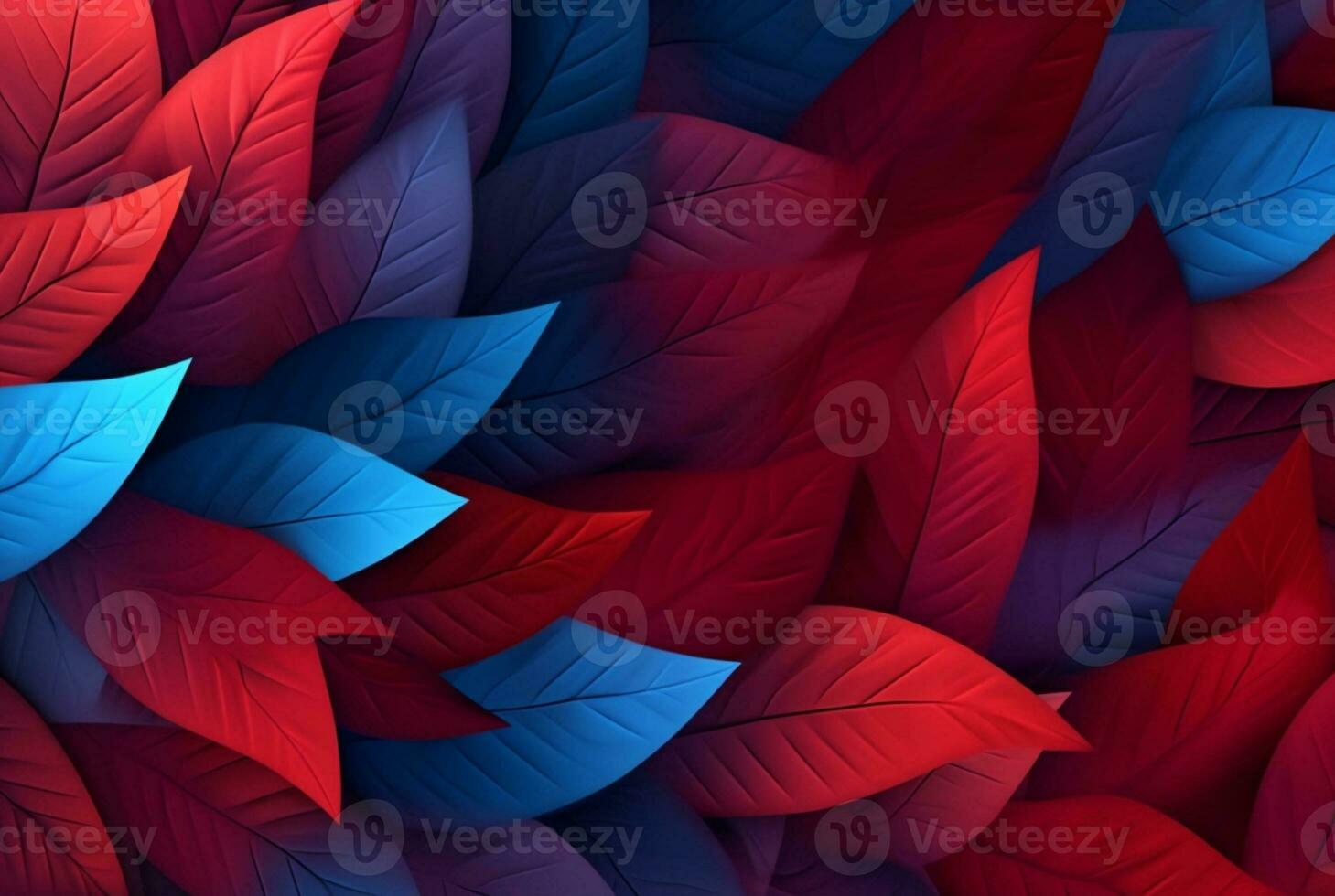 blue red leaves abstract background. generative ai photo