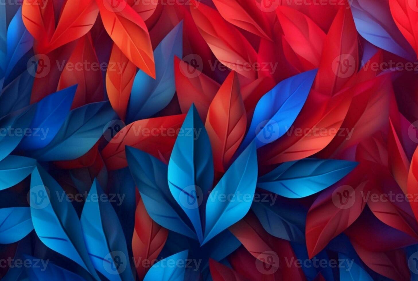 blue red leaves abstract background. generative ai photo