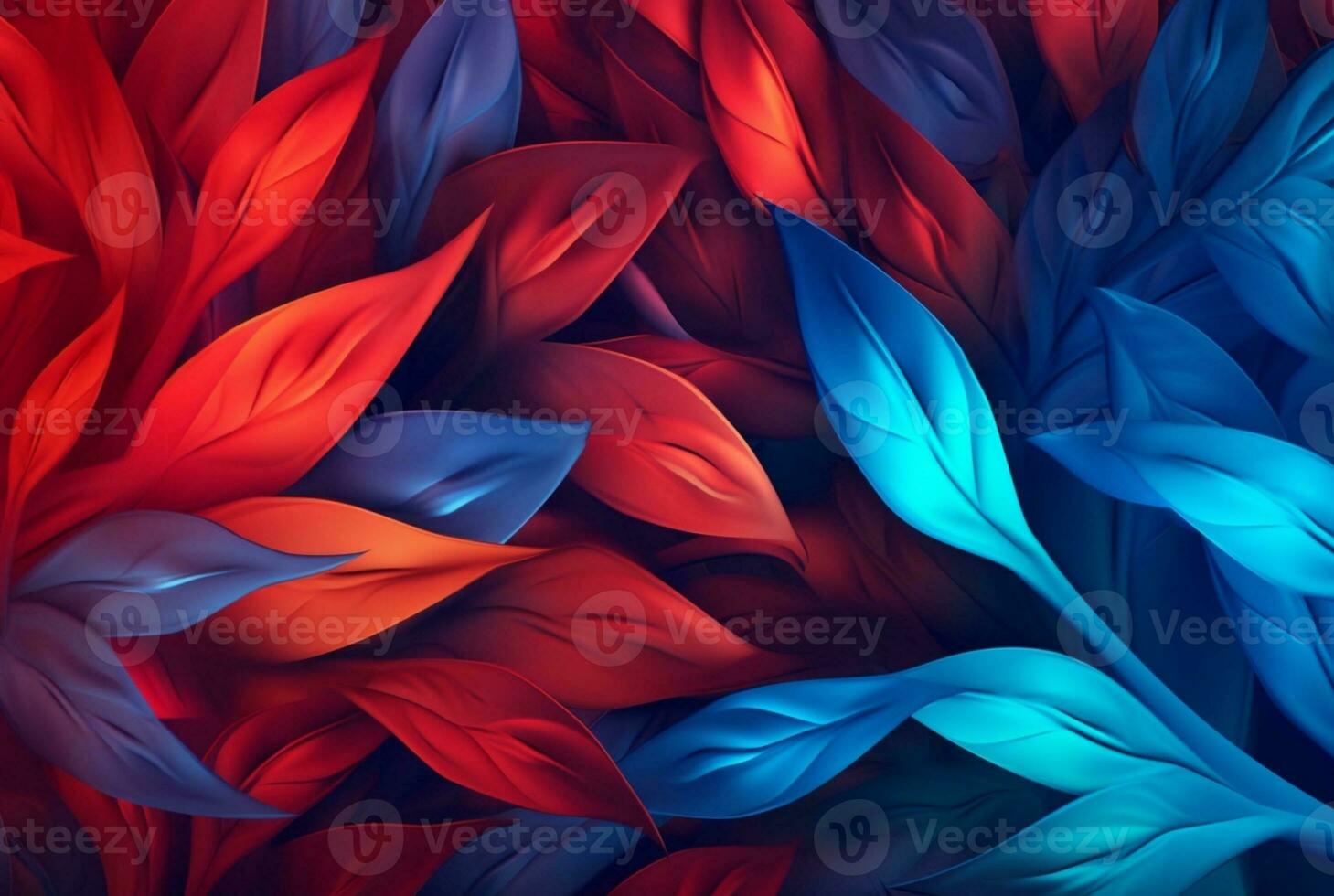 blue red leaves abstract background. generative ai photo