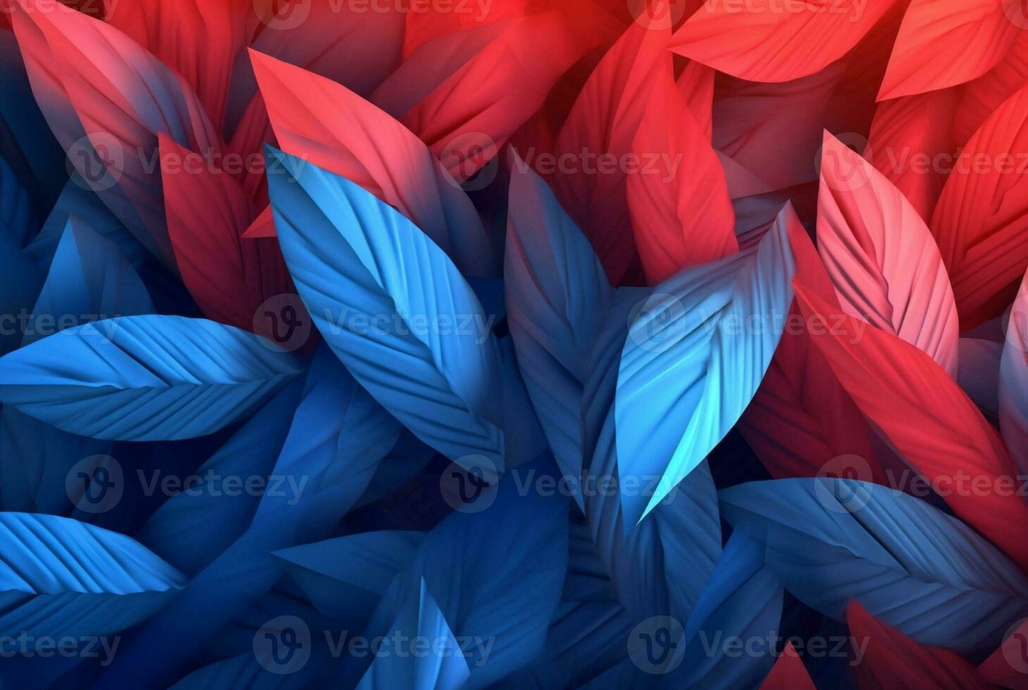 blue red leaves abstract background. generative ai photo