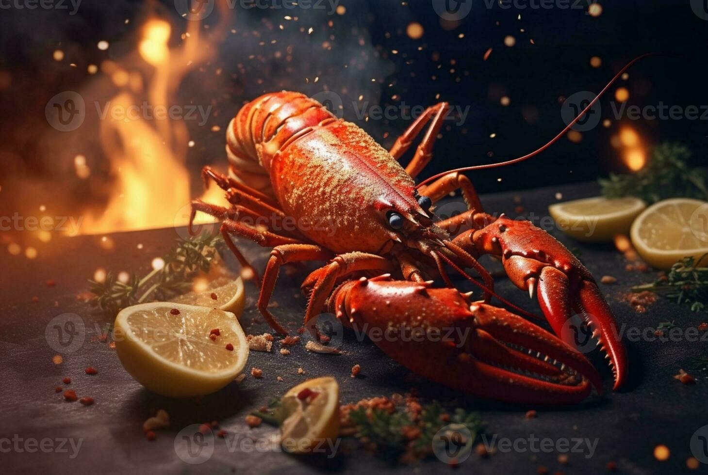 Delicious grilled lobster ready to eat. generative ai photo