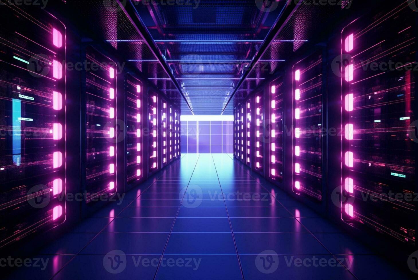 data center computer racks in network security services. generative ai photo