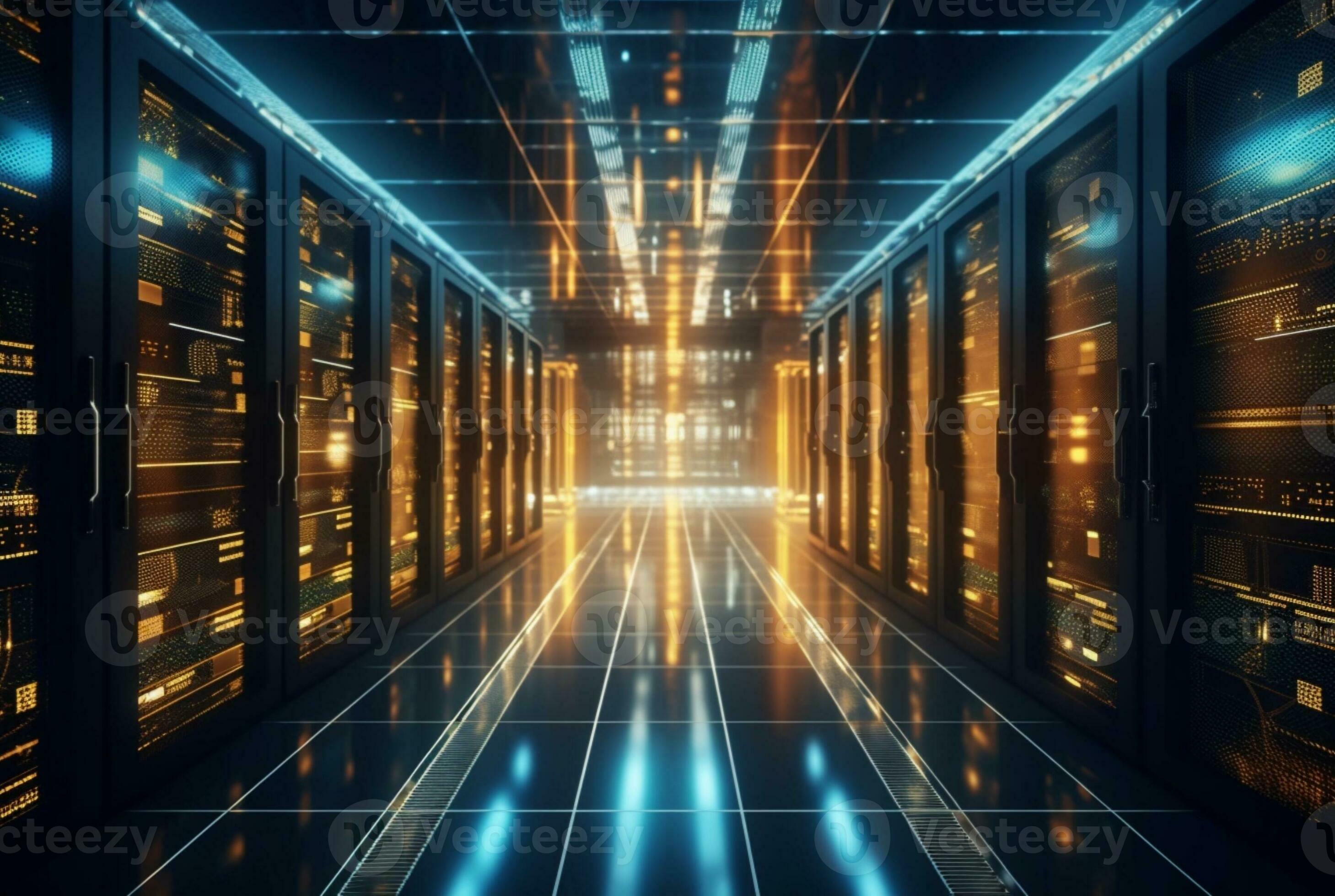 data center computer racks in network security services. generative ai