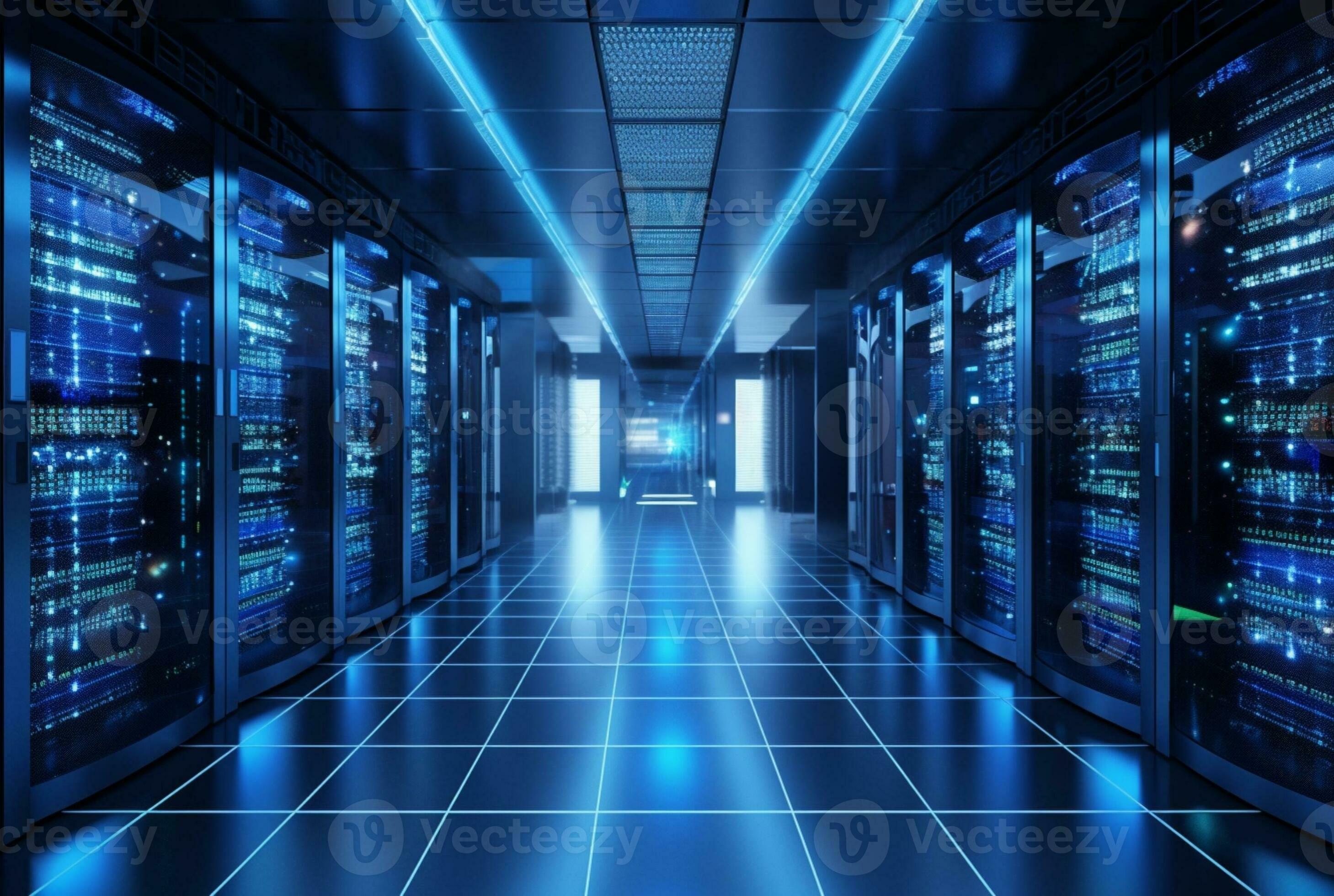 data center computer racks in network security services. generative ai