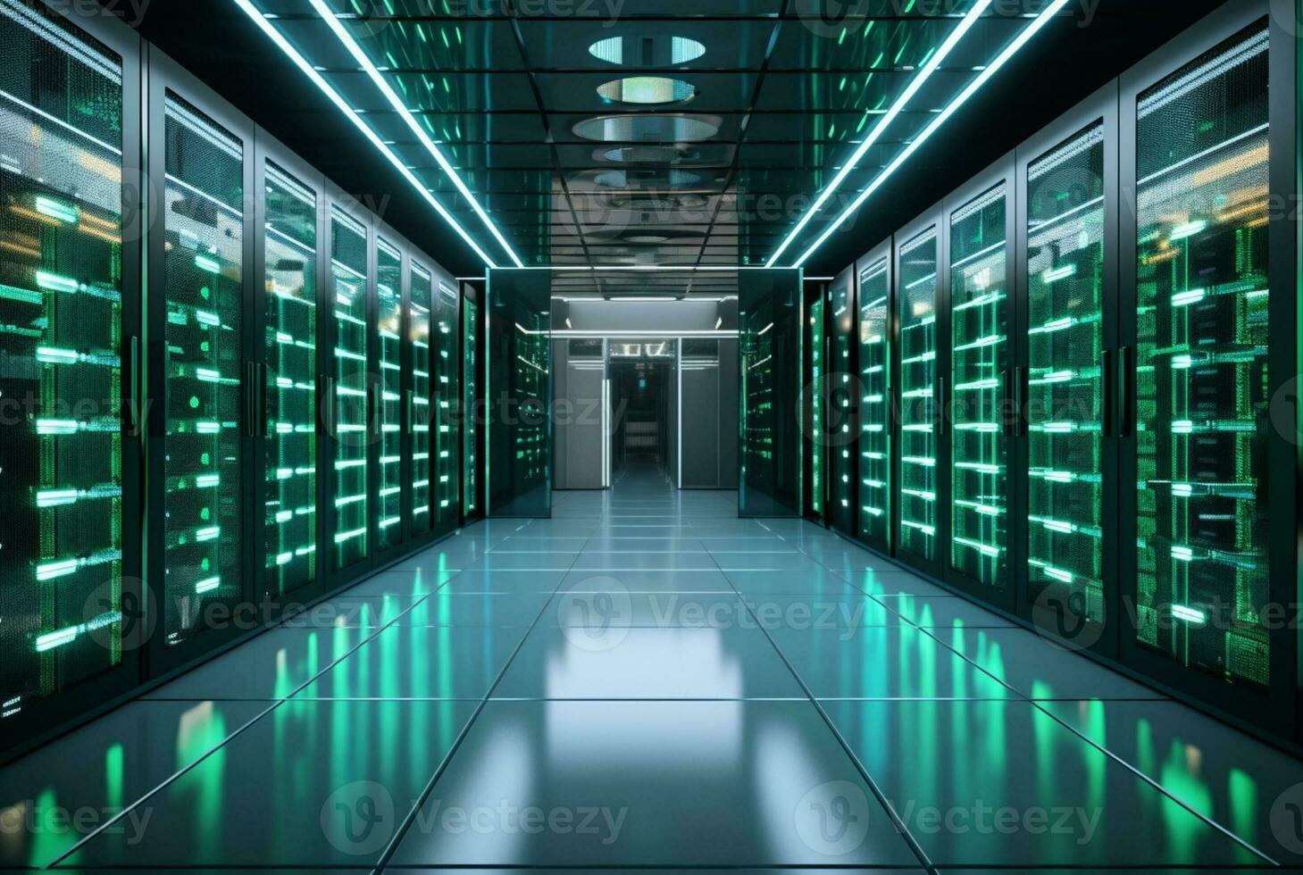 data center computer racks in network security services. generative ai