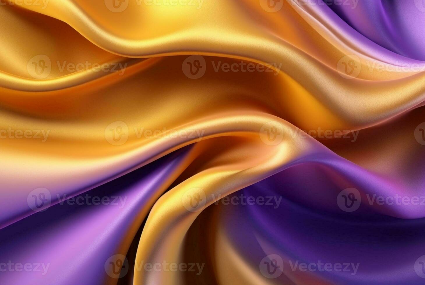 abstract background with 3d waves bright gold and purple. generative ai photo