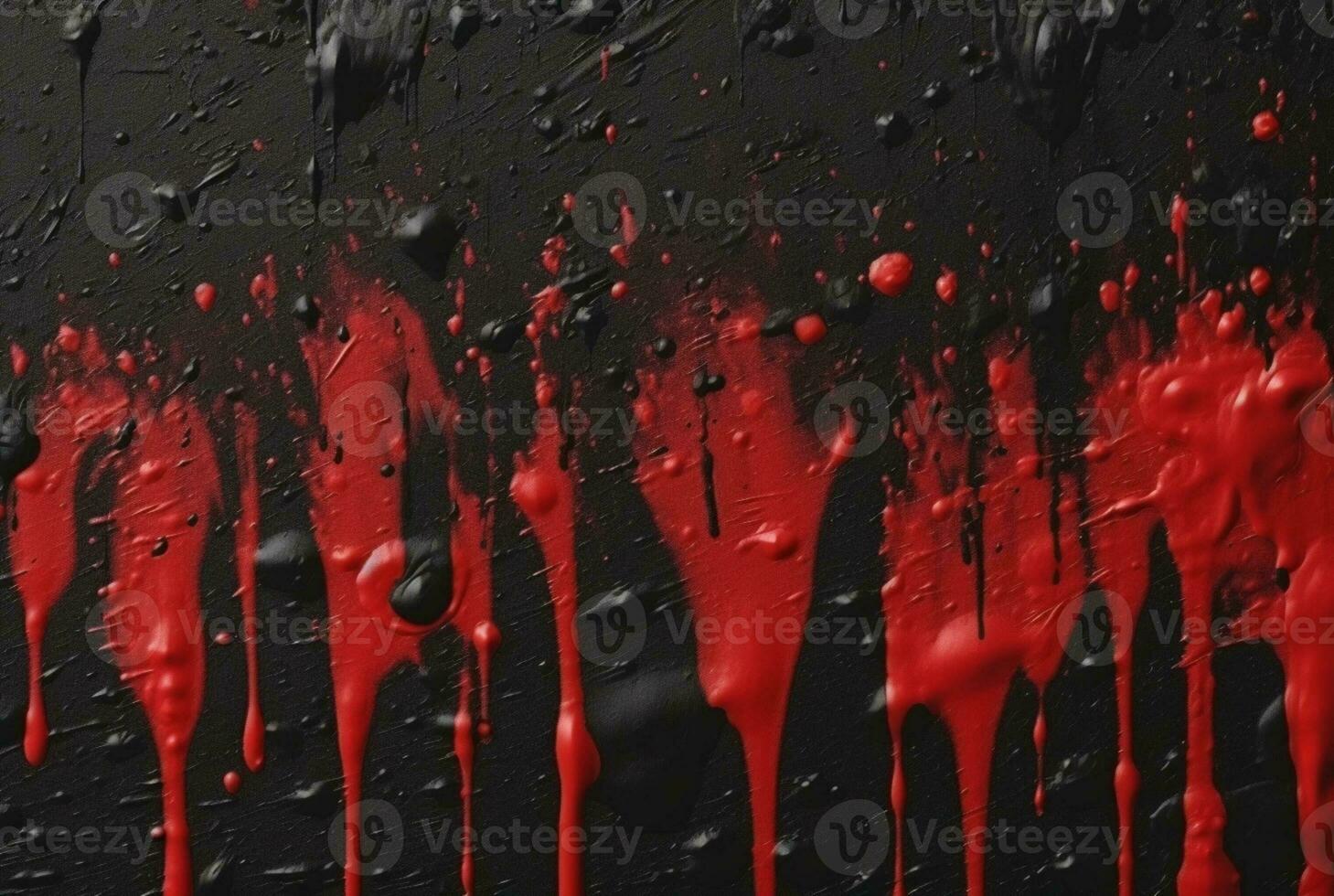 black cement texture background with red watercolor drips or splashes. generative ai photo