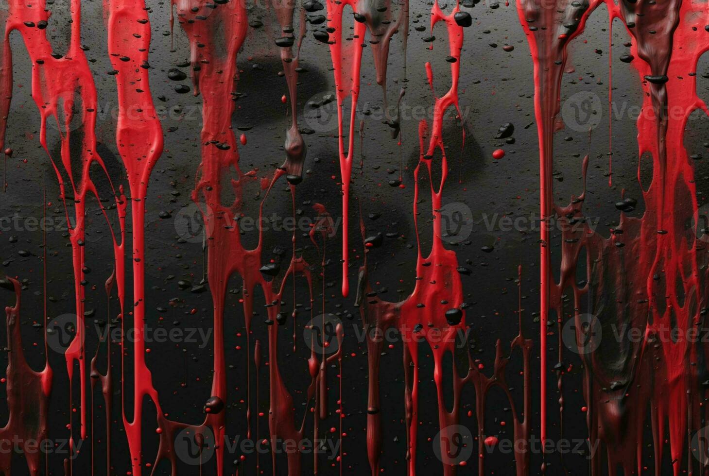 black cement texture background with red watercolor drips or splashes. generative ai photo