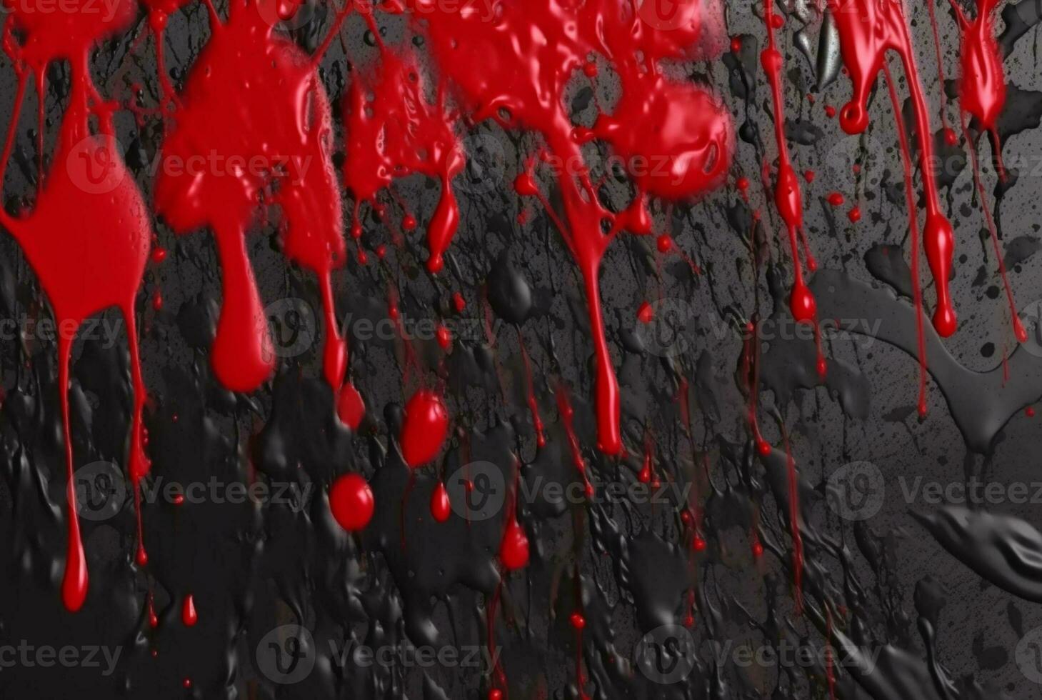 black cement texture background with red watercolor drips or splashes. generative ai photo