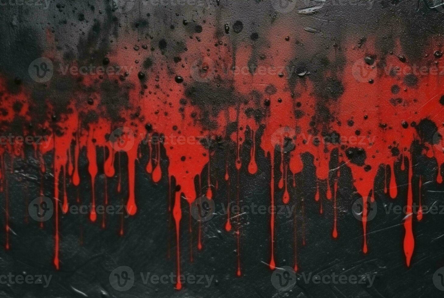 black cement texture background with red watercolor drips or splashes. generative ai photo