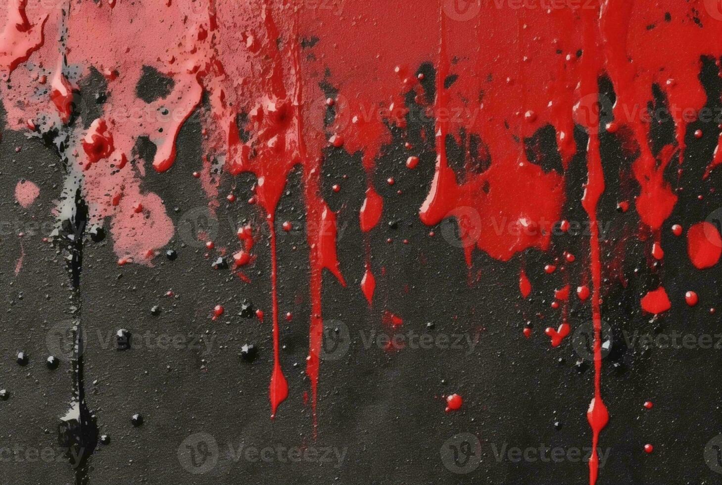 black cement texture background with red watercolor drips or splashes. generative ai photo