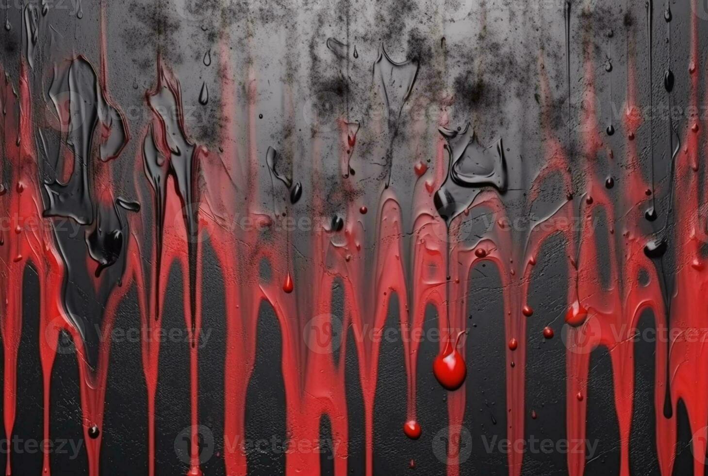 black cement texture background with red watercolor drips or splashes. generative ai photo