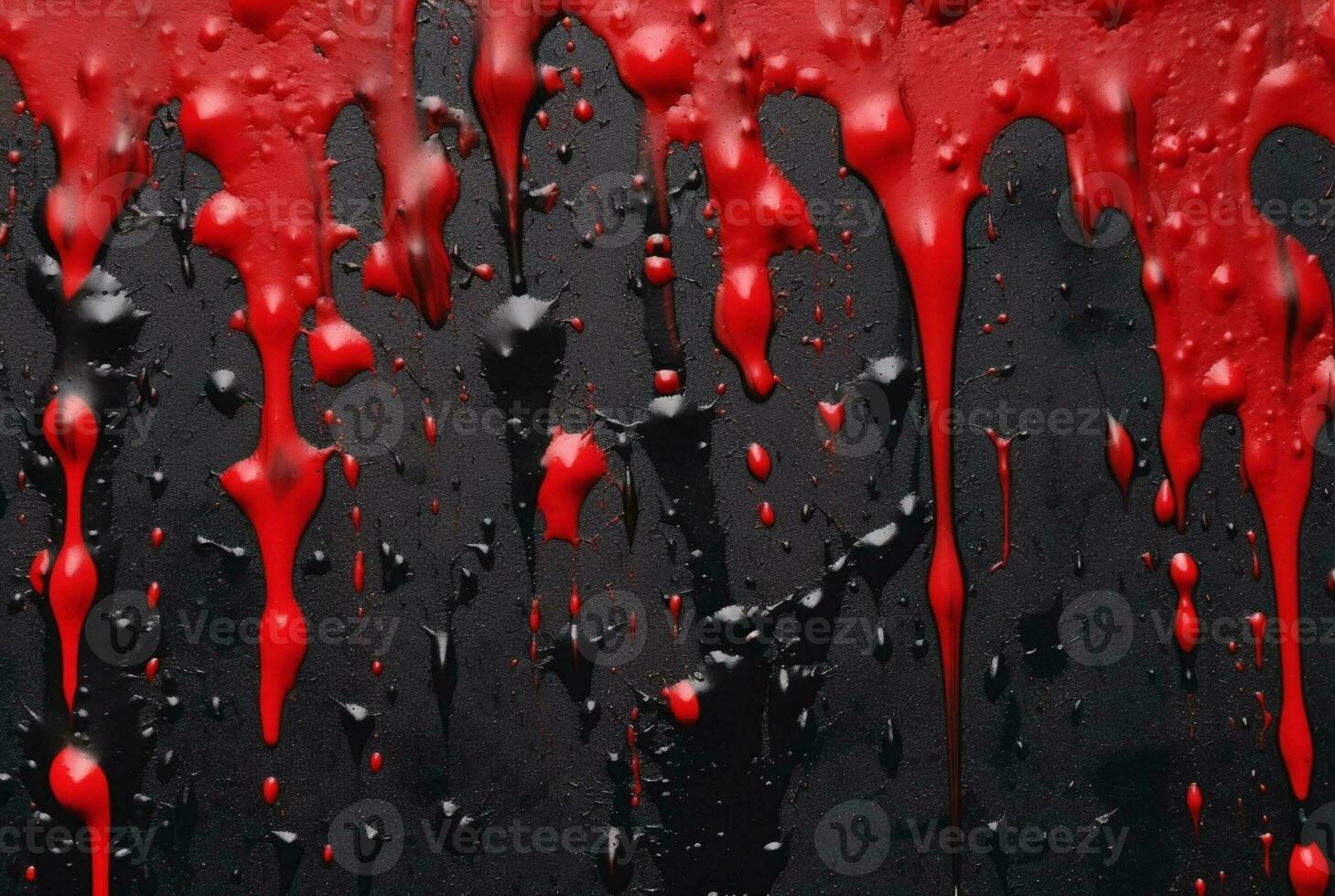 black cement texture background with red watercolor drips or splashes. generative ai photo
