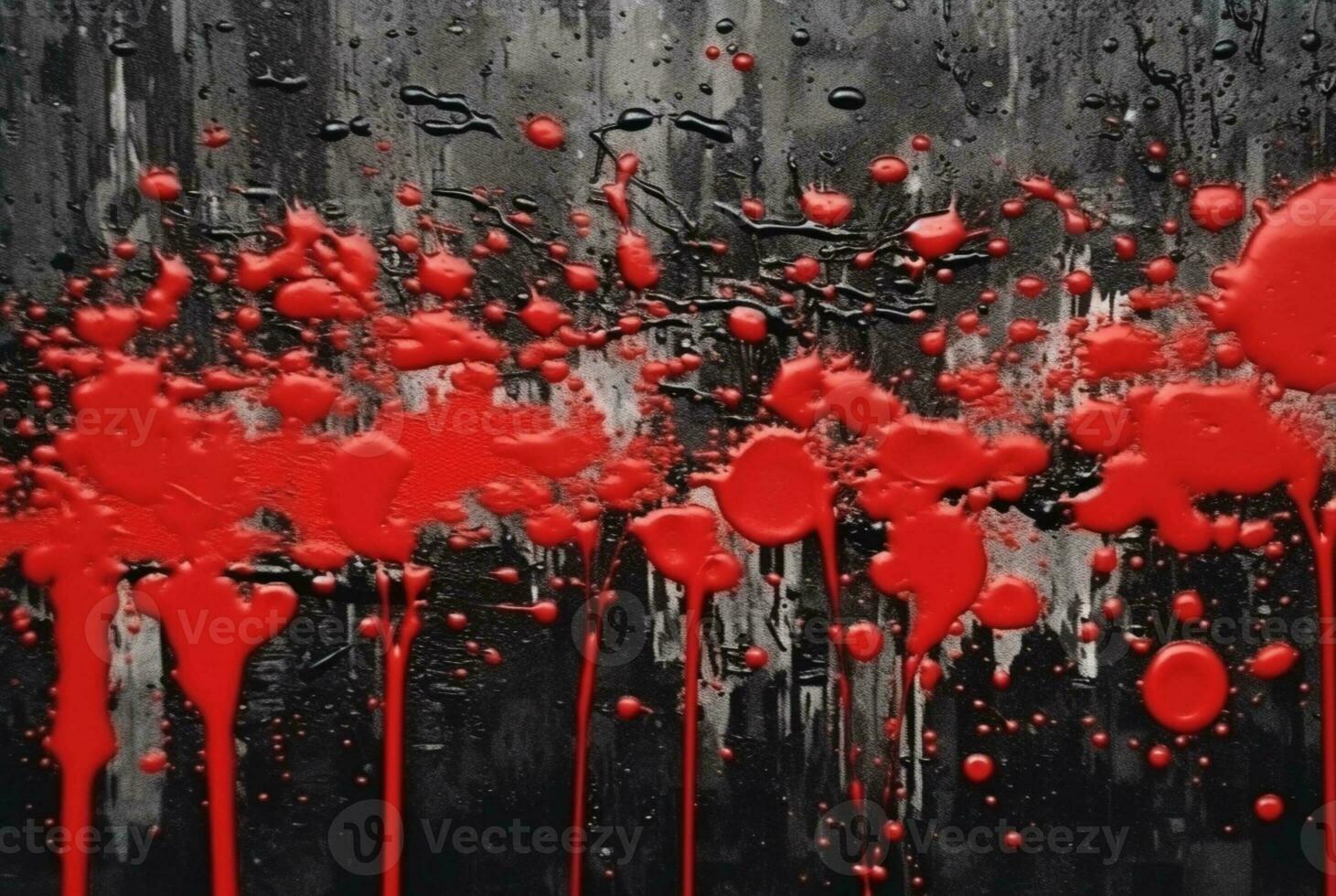 black cement texture background with red watercolor drips or splashes. generative ai photo