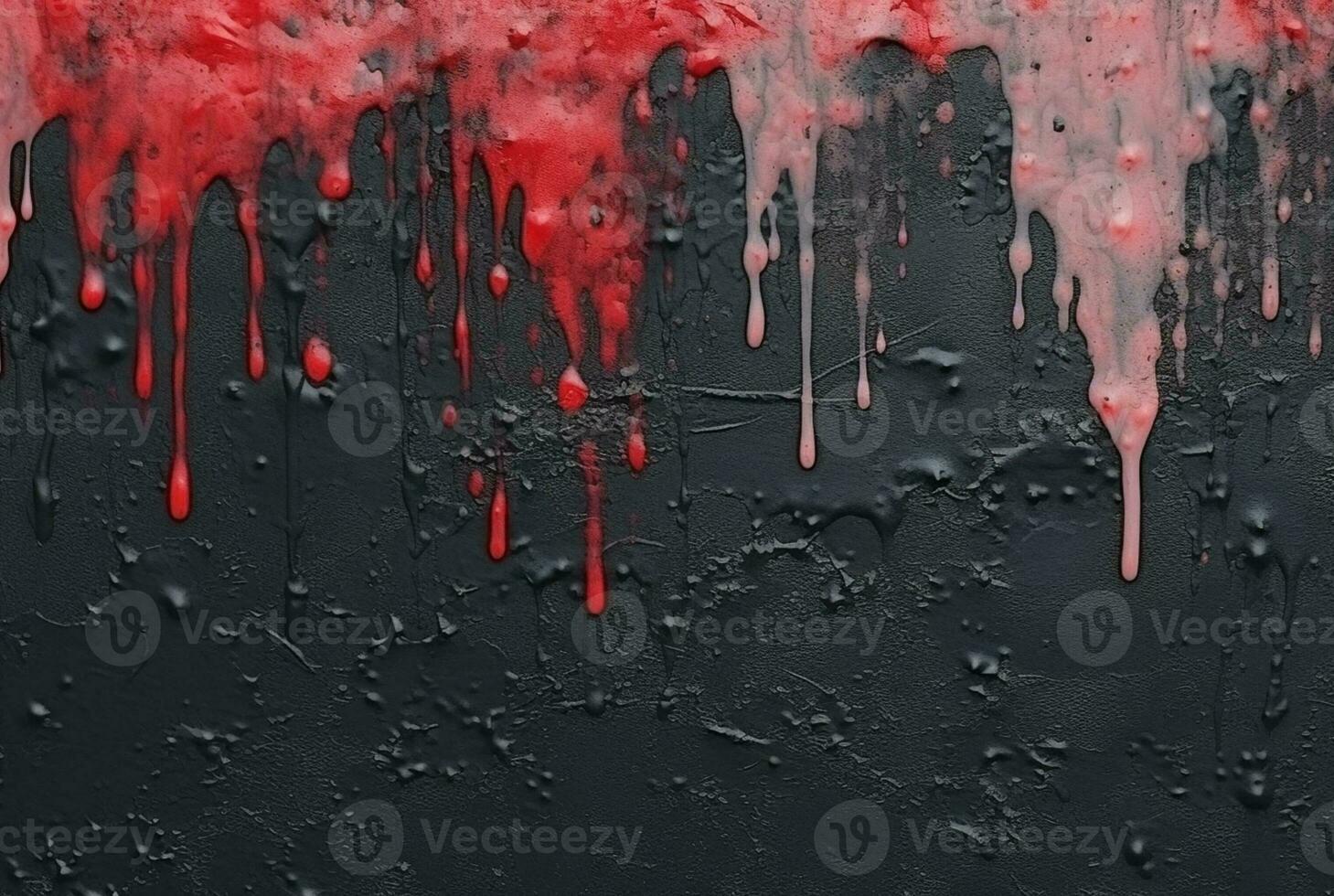black cement texture background with red watercolor drips or splashes. generative ai photo