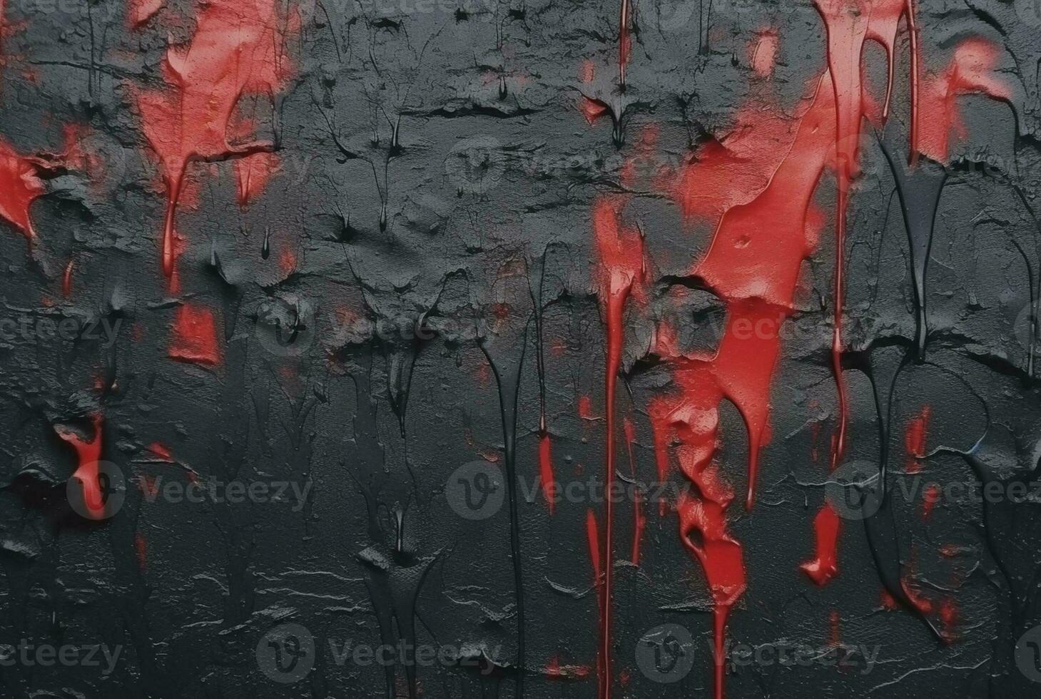 black cement texture background with red watercolor drips or splashes. generative ai photo