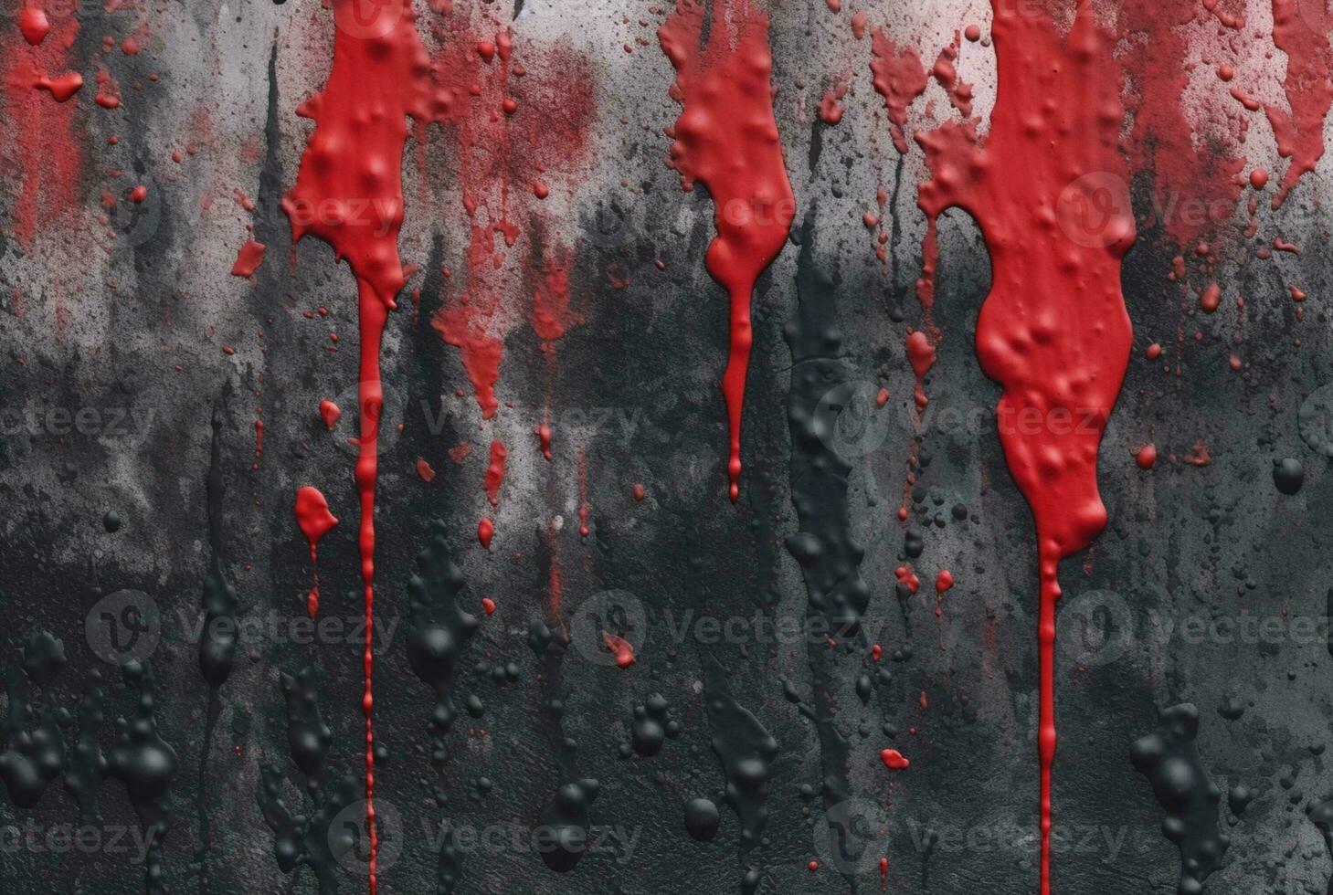 black cement texture background with red watercolor drips or splashes. generative ai photo