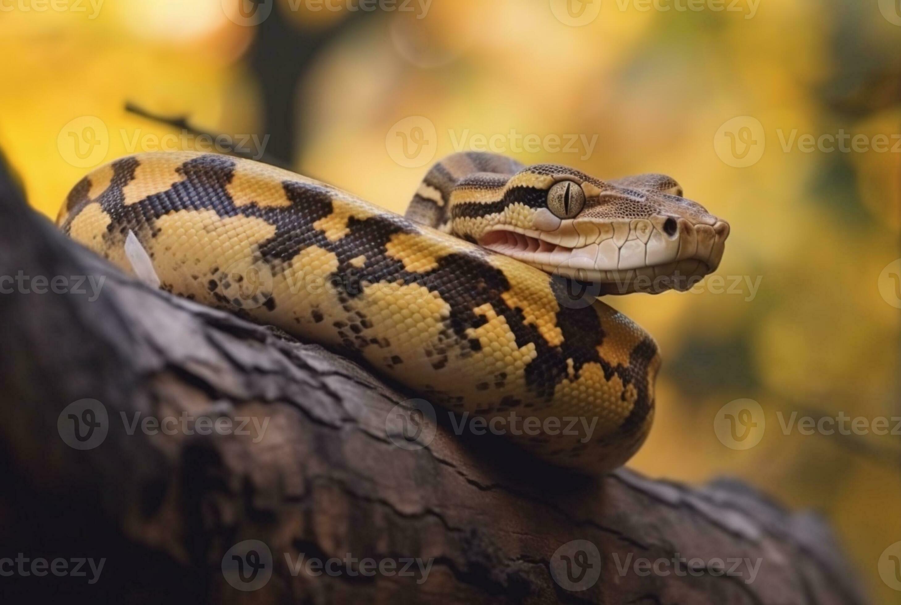 closeup of python on tree with blurred background. generative ai ...