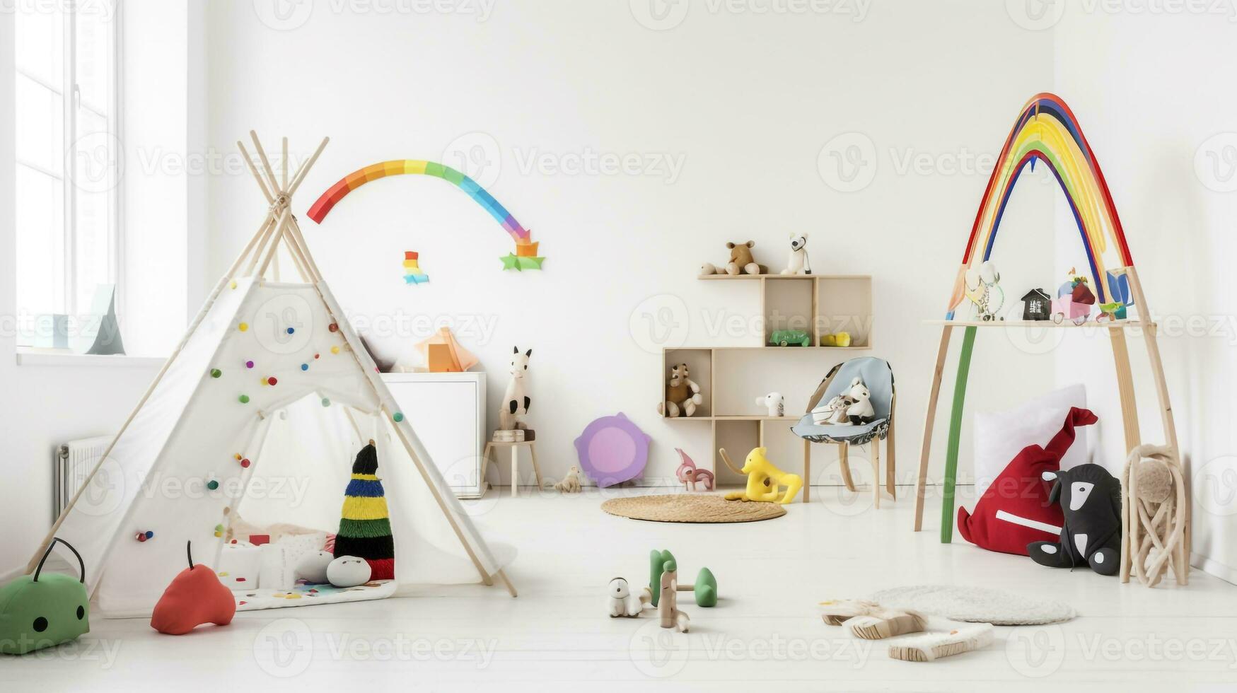 Adventurous Haven Playful and Colorful Kid's Room, Generative AI photo