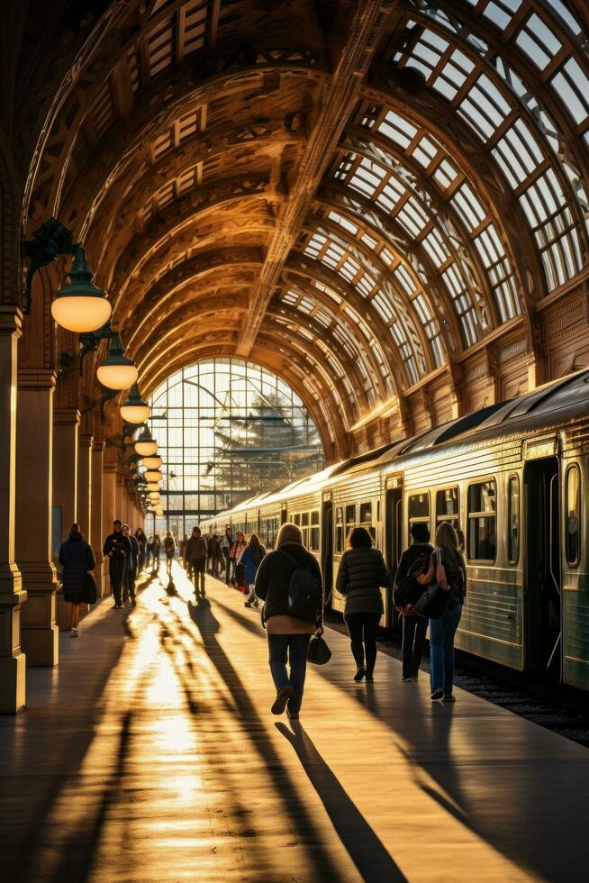 Train station bustling historic and a hub for travel photo