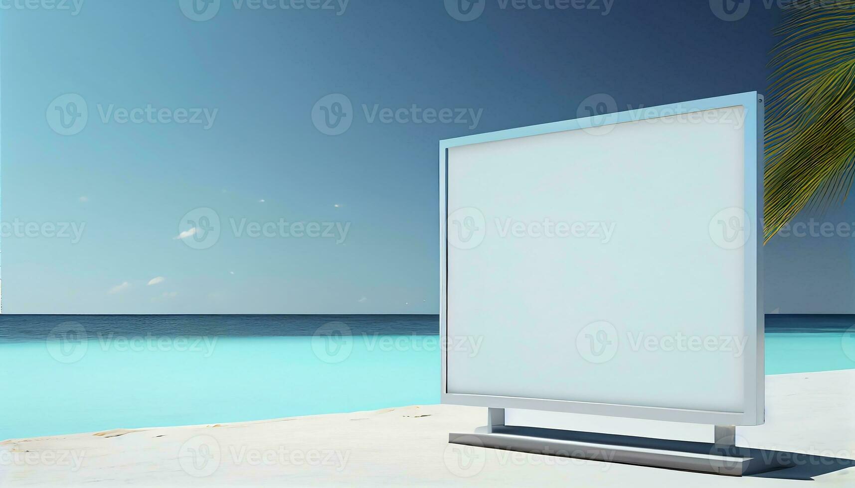 Generative AI, A Blank Billboard by the Sea A Captivating Advertising Opportunity for Your Product photo