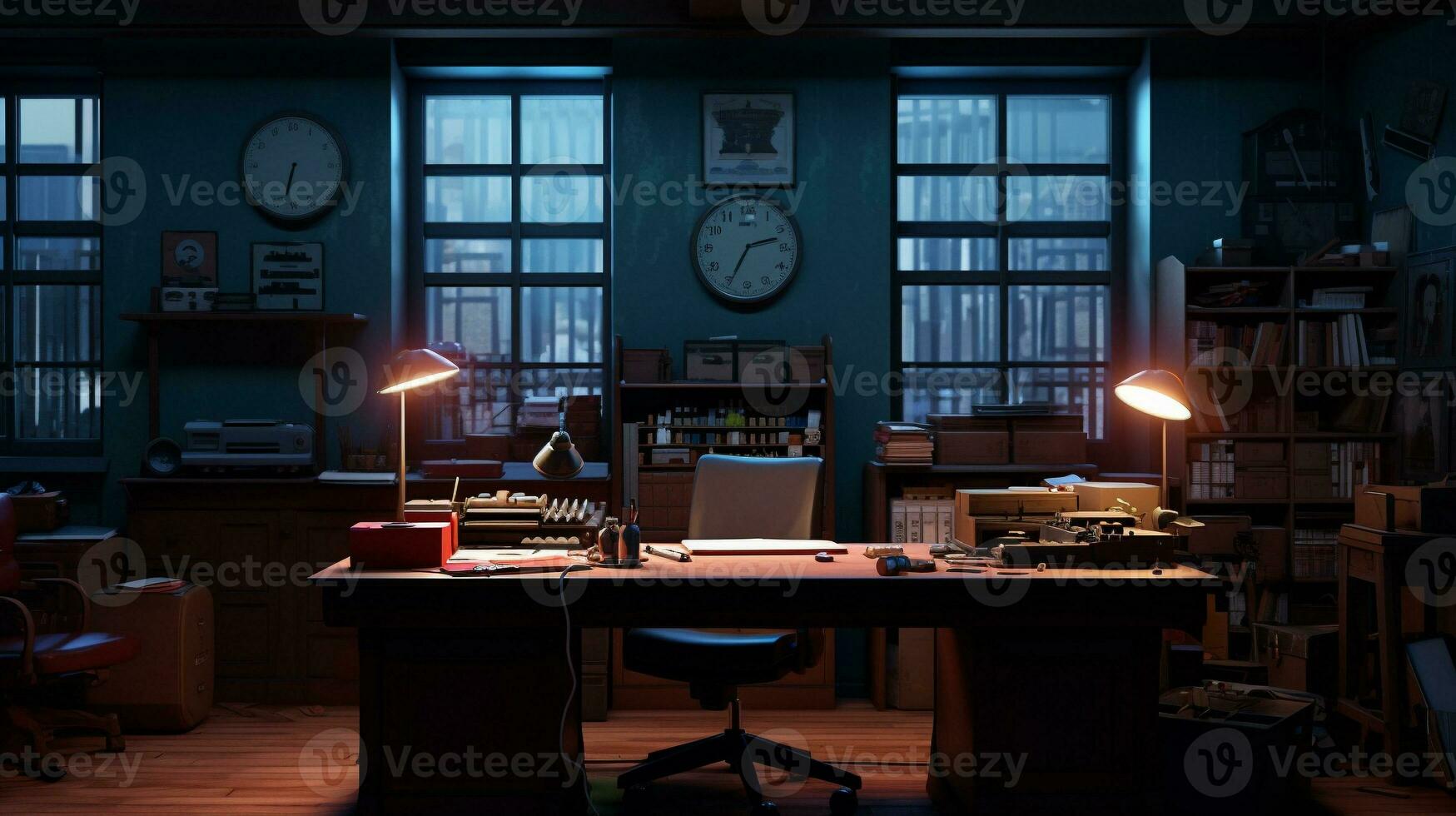 Gritty Detective's Office, AI Generative photo