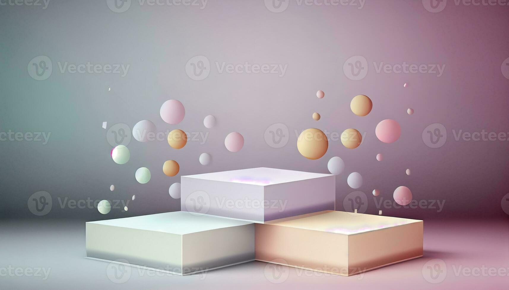 Generative AI, Product Display Stand on Soft Pastel Bokeh Background for Presenting and Showcasing Any Product with Style and Elegance photo