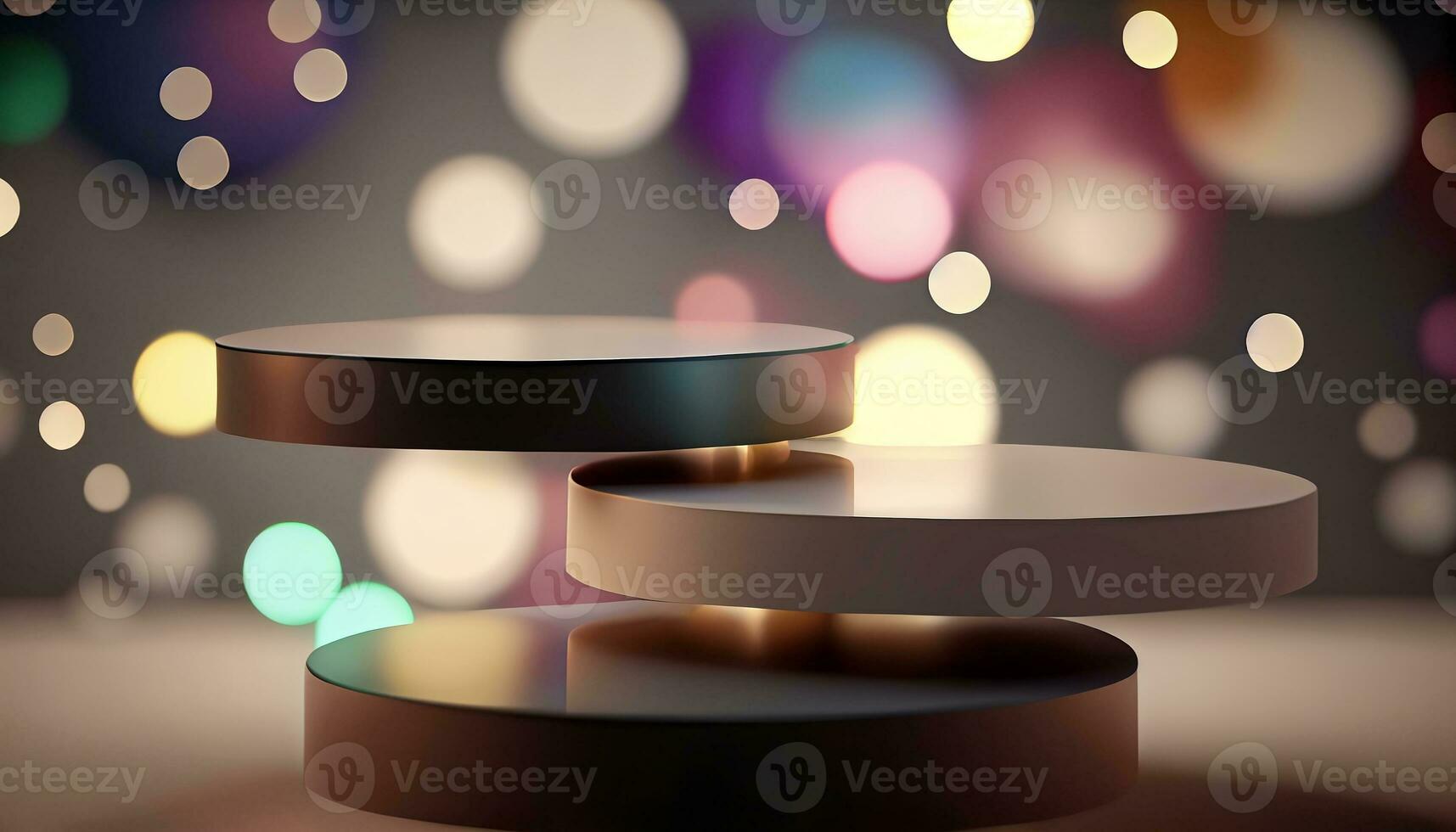 Generative AI, Product Display Stand on Soft Pastel Bokeh Background for Presenting and Showcasing Any Product with Style and Elegance photo