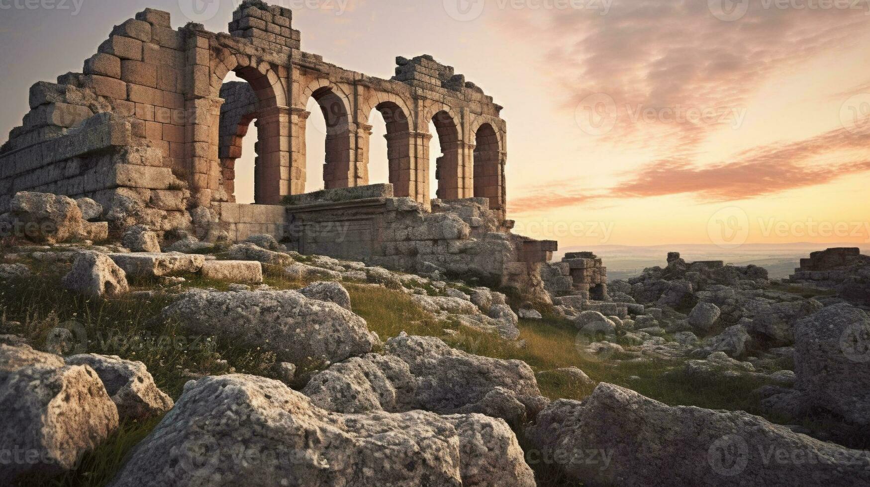 Generative AI, Ancient Ruins Combine landscapes with historical element photo