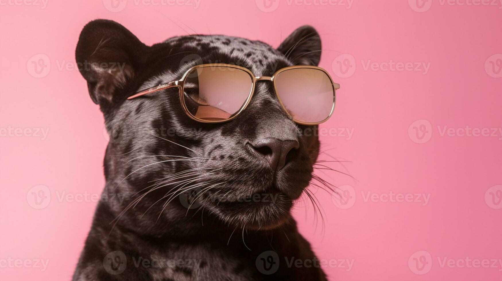 Generative AI, Sunglasses Vibes Black Panther on a Pastel Adventure photo