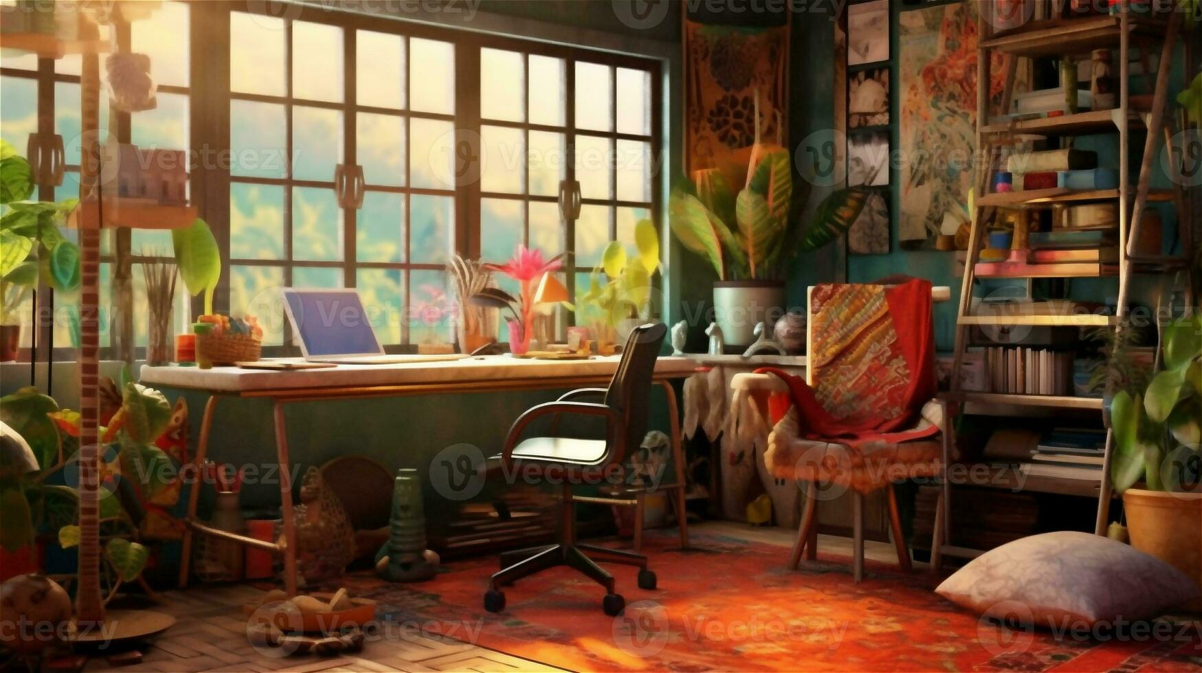 Generative AI, Boho-Chic Workspace photo