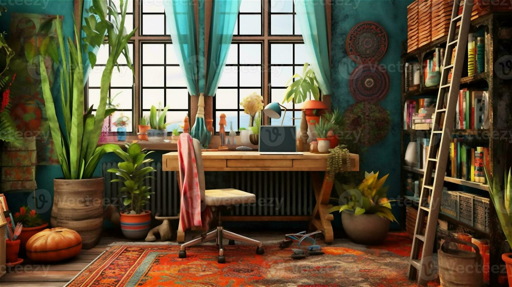 Generative AI, Boho-Chic Workspace photo