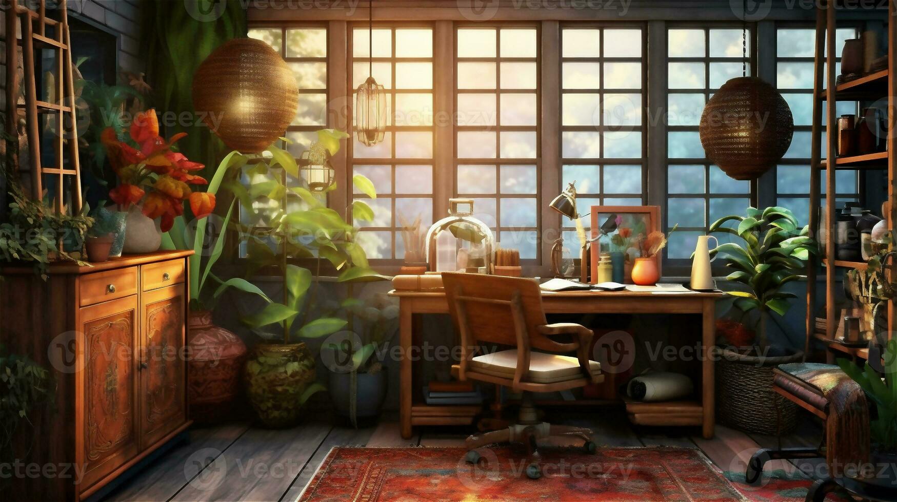 Generative AI, Boho-Chic Workspace photo