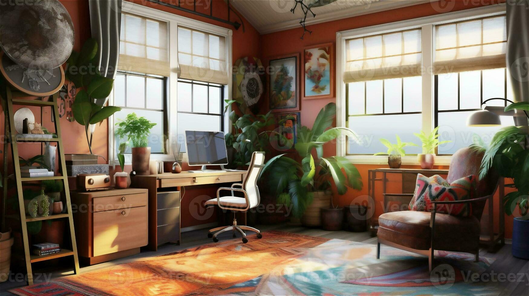 Generative AI, Boho-Chic Workspace photo