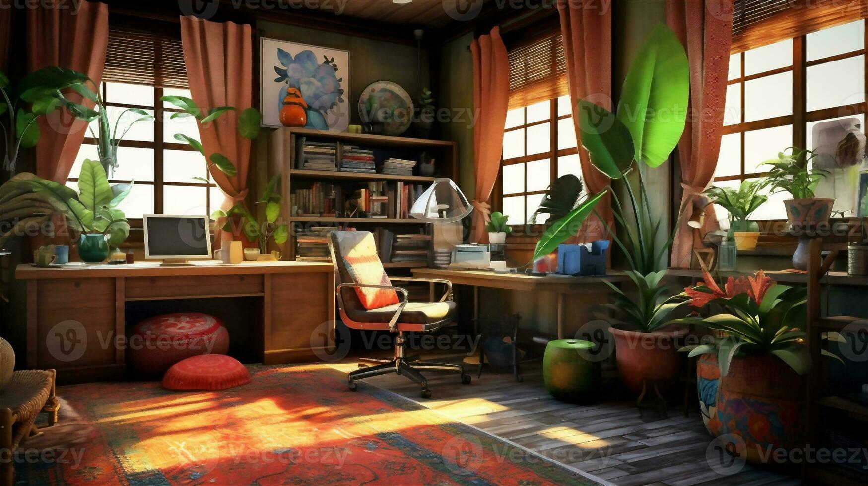 Generative AI, Boho-Chic Workspace photo