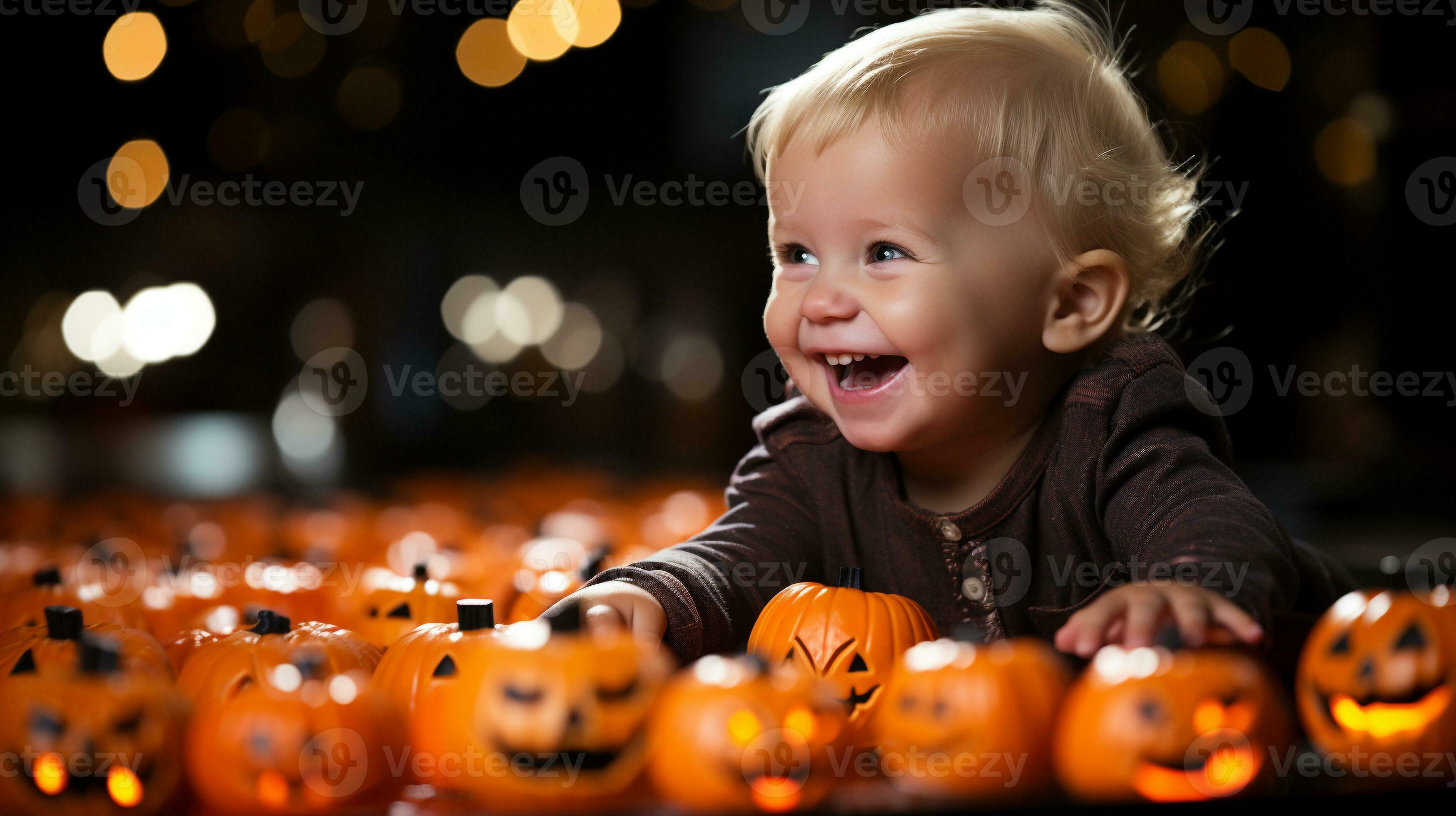 Children Bobbing for Apples at a Spooky Halloween Party, Generative AI
